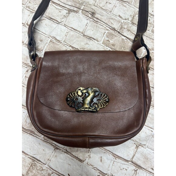 Ladies Vintage Handcrafted Leather Shoulder Bag With Animal Clasp Deer? - Picture 2 of 8
